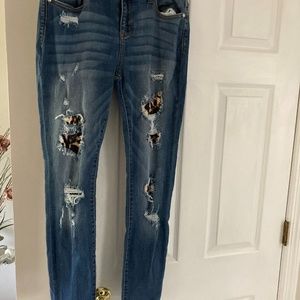 Judy Blue Skinny Fit distressed Leopard Jeans size 13/31